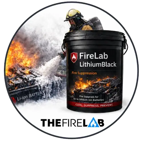 LithiumBlack battery fire protection solution for industrial safety, energy storage, electric vehicles and emergency services dealing with high-risk lithium battery incidents.