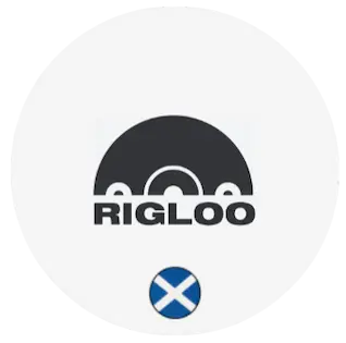 Rigloo inflatable emergency shelter deployed in a disaster response area, rescue teams setting up medical and coordination zones, durable weather-resistant structure, rapid deployment concept, realistic humanitarian and civil protection environment.